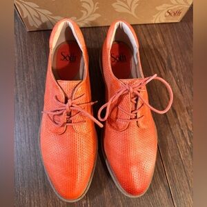 Sofft Vibrant Orange Lace-Up Flats
